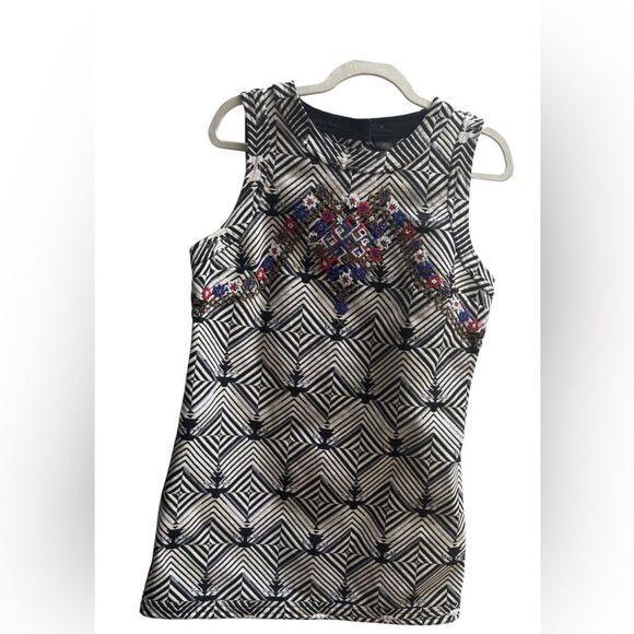 Free People Dress Beaded Mini Boho Chic Cocktail Embellished Geometric Sz M - Picture 3 of 6